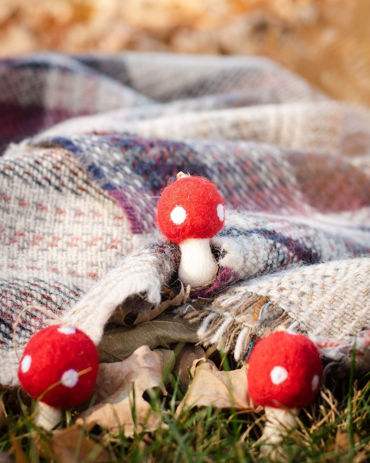 Red Toadstool Ornaments (Mushrooms) - Set of 3