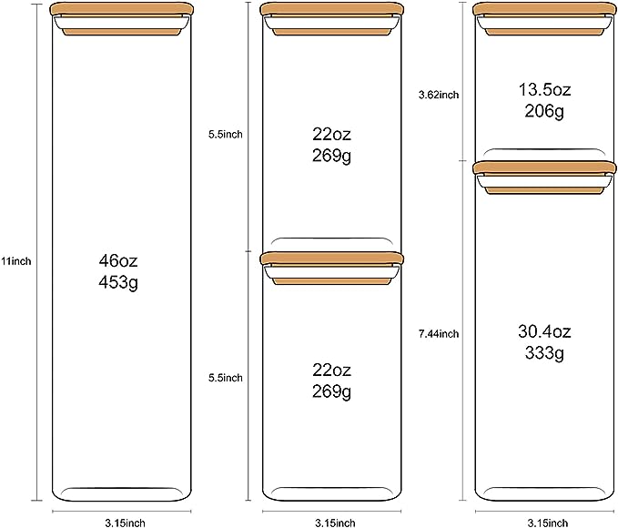 Glass Canister Set & Bamboo Lid