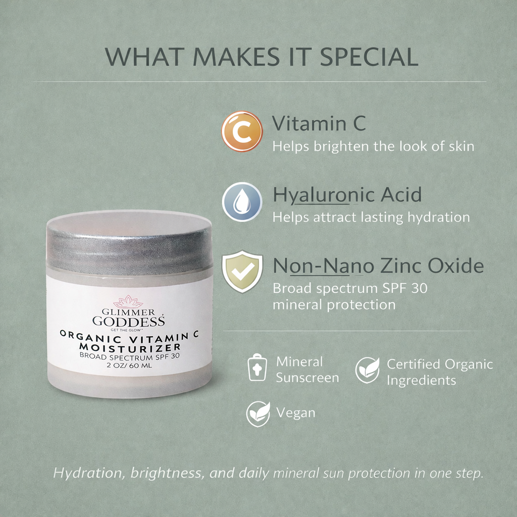 Organic Vitamin C Face Cream Reef-Safe SPF 30 - Brightens and Tightens Skin