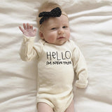 Hello I'm New Here Organic Bodysuit Long Sleeve