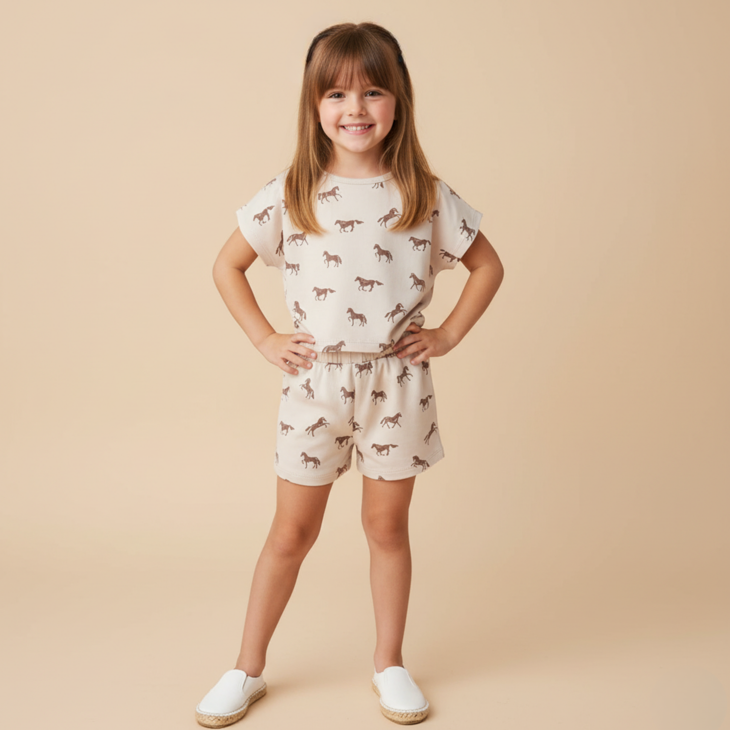 Organic Drop Shoulder Tee & Shorts Set - Horses