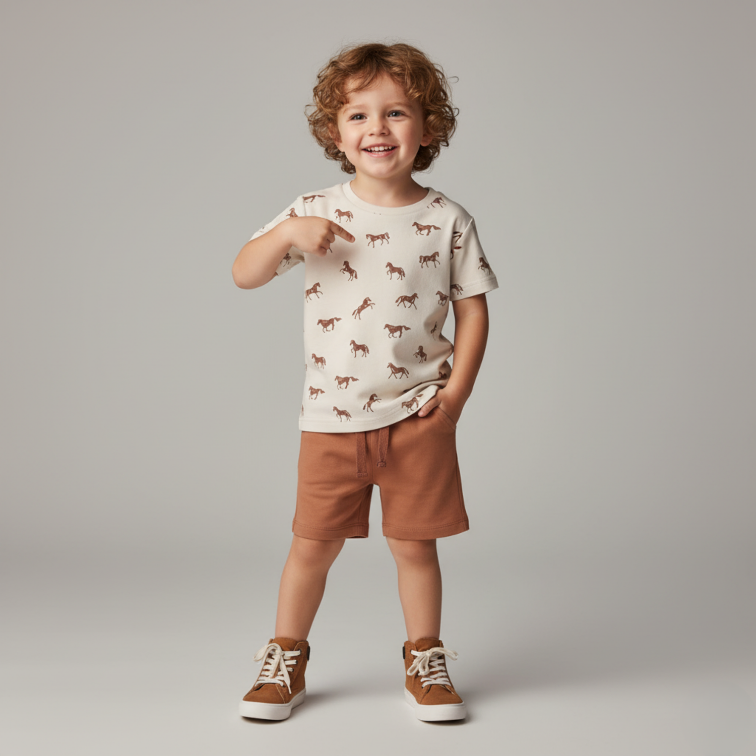 Organic Tee & Shorts Set - Horses