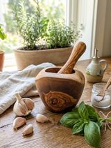 Olive Wood Rustic Mortar and Pestle
