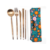 Meli Wraps Reusable Cutlery Set in Dark Bloom