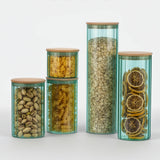 Glass Canister Set & Bamboo Lid - Diamond Blue