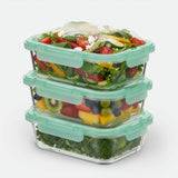 Glass Containers with Flexible Silicone Lids - Set of 3