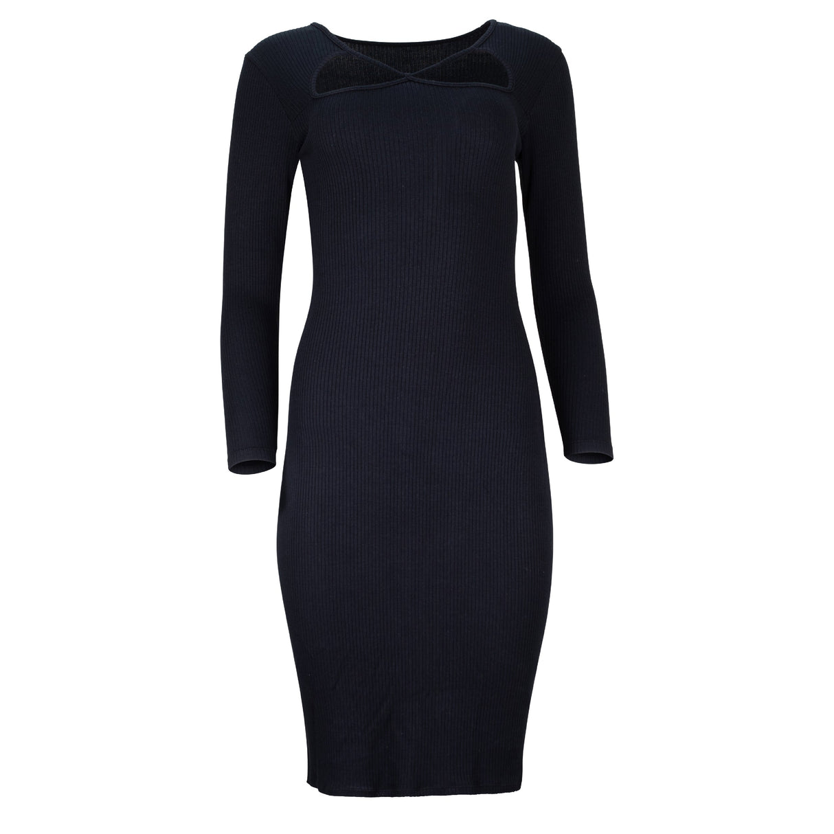 Jenny Long Sleeve Cutout Midi Rib Dress