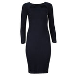 Jenny Long Sleeve Cutout Midi Rib Dress