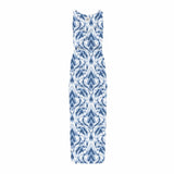 Krista Twist Dress - Blue Ikat
