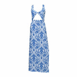 Krista Twist Dress - Blue Ikat