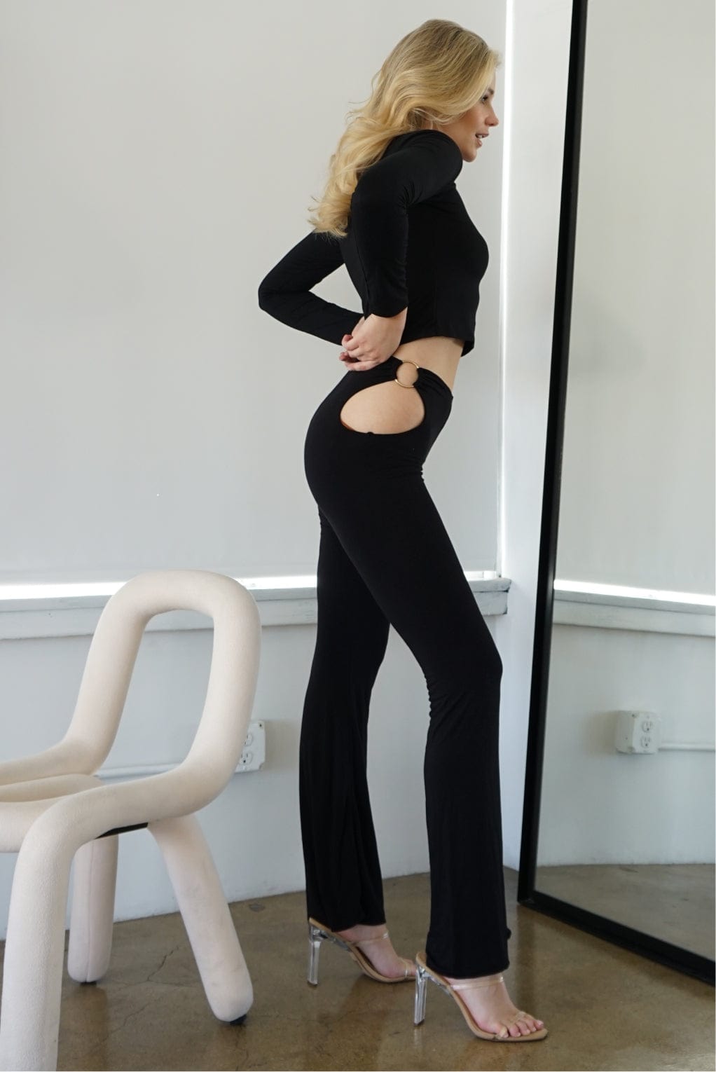 Runa Modal Side Cut-Out Pant - Black