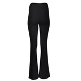 Dana Cotton Split Front Hem Pant - Black