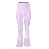 Dana Cotton Split Front Hem Pant - Quartz