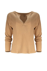 Jules Waffle Knit Organic Cotton V-Neck Pullover