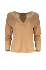 Jules Waffle Knit Organic Cotton V-Neck Pullover