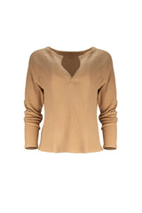 Jules Waffle Knit Organic Cotton V-Neck Pullover