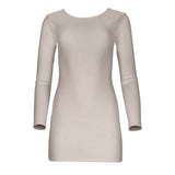 Jenna Long Sleeve Open Back Cotton Mini Dress - Latte