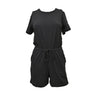 Sandy Short Sleeve Drawstring Romper - Black
