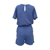 Sandy Short Sleeve Drawstring Romper - Denim