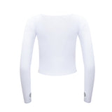 Hailey Mesh and Cotton Long Sleeve Top - Blanc