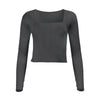 Hailey Mesh and Cotton Long Sleeve Top - Nero