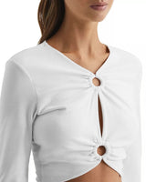 Melli Modal Cutout Long Sleeve Crop Top - White
