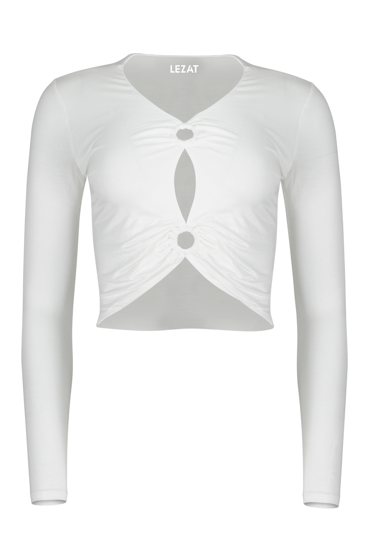 Melli Modal Cutout Long Sleeve Crop Top - White