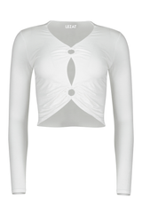 Melli Modal Cutout Long Sleeve Crop Top - White