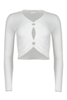 Melli Modal Cutout Long Sleeve Crop Top - White