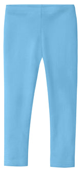 Girls Soft 100% Cotton Solid Colored Leggings | Bright Light Blue