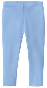 Girls Soft 100% Cotton Capri Leggings | Bright Light Blue