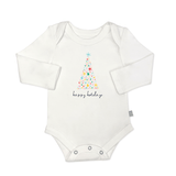 long sleeve graphic bodysuit | happy holidays tree