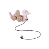 Wooden Duck Pull Toy for Toddlers, Rolling Wheels and Rotating Egg