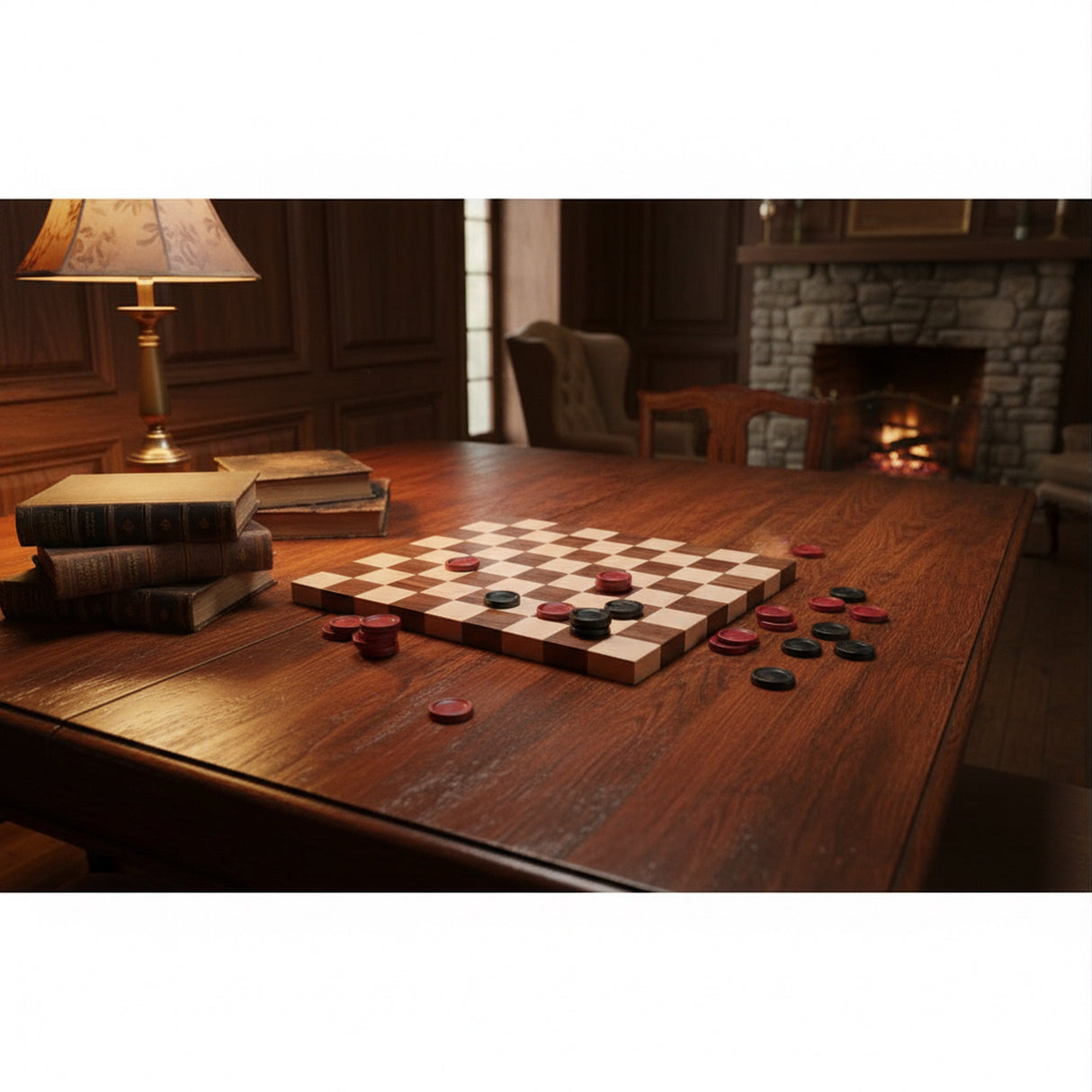 Maple/Walnut Hardwood 18" Chess and Checkers Wooden Game Board