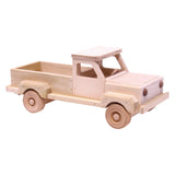 Amish-Made Wooden Pickup Truck Toy with Hitch, Unfinished