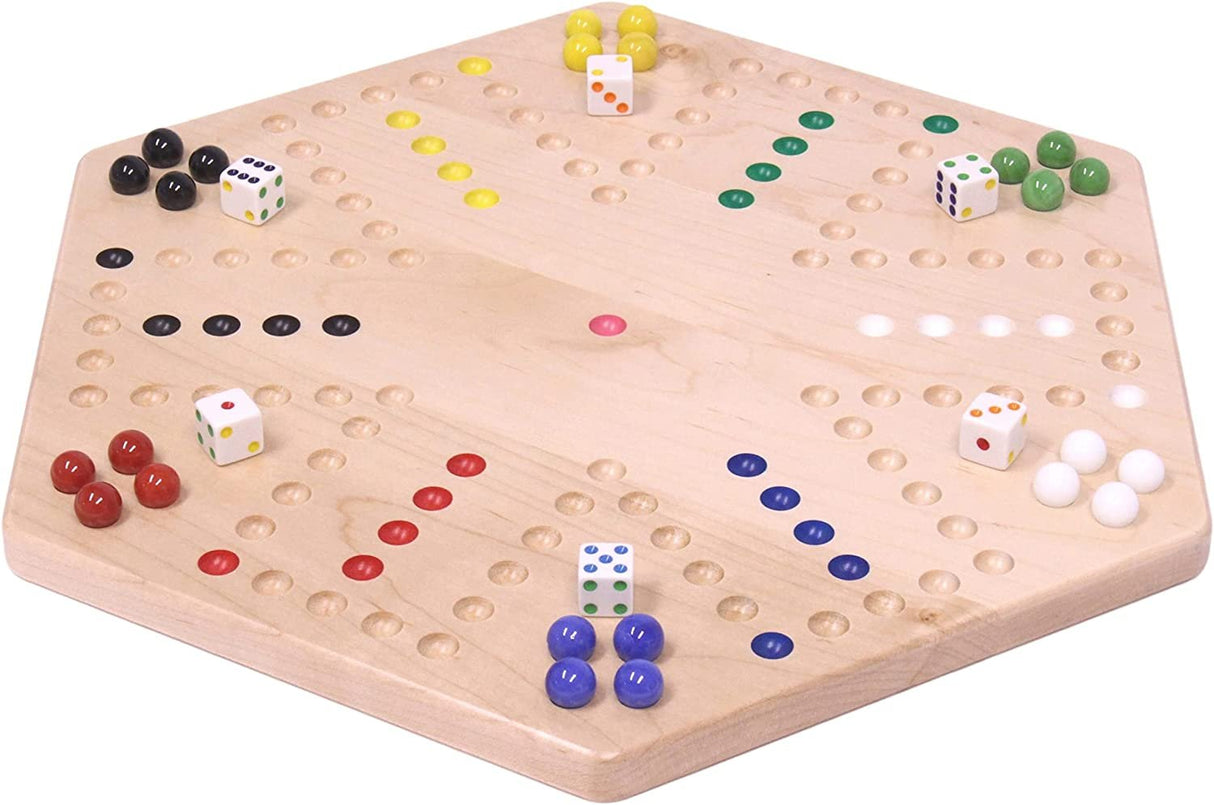 Aggravation Wahoo Marble Board Game, Double-Sided, Hand Painted