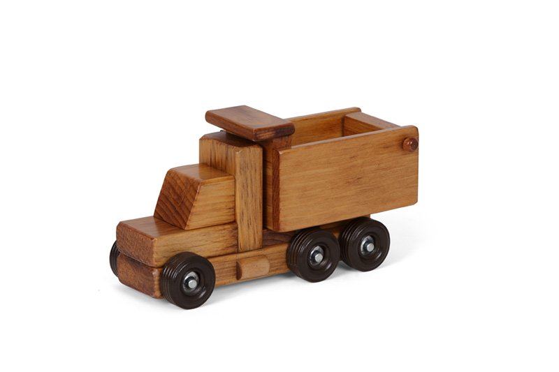 Amish-Made Wooden Toy Dump Truck, Kid-Safe Finish