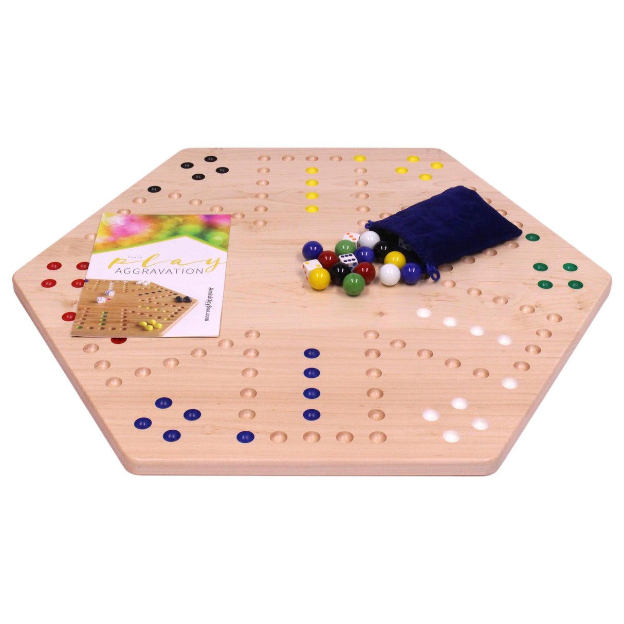 Aggravation Wahoo Marble Board Game, Double-Sided, Hand Painted