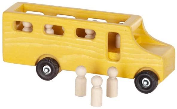 Amish-Made Wooden School Bus Toy, Child Safe Finish