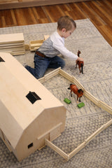 Amish-Made Large Wooden Hip-Roof Barn Toy, Unfinished