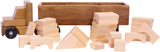 Large Semi Truck and Trailer Wooden Toy Set - with 30 Building Blocks
