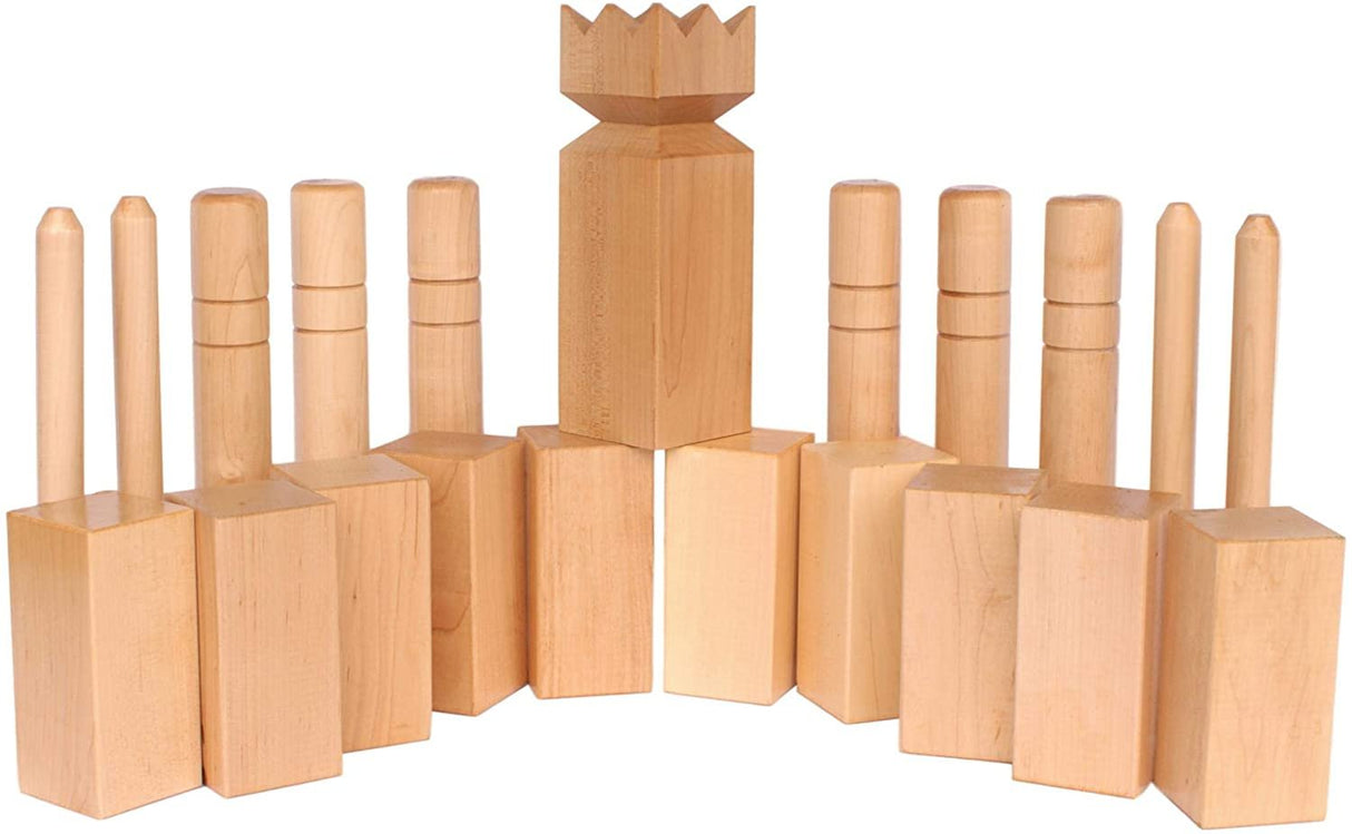 Amish-Made Deluxe Maple Hardwood Kubb Game with Clear Protective Finish, Regulation Size