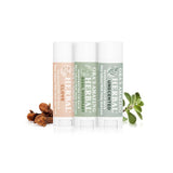 Natural Lip Balm 3 Pack, Clove, Basil Rosemary, Unscented