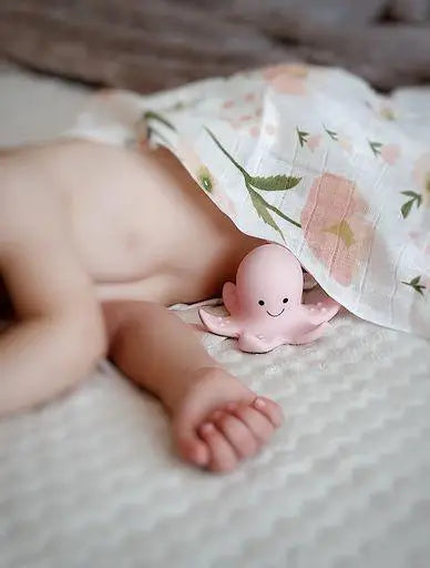 Natural Organic Rubber Teether, Rattle & Bath Toy - Octopus