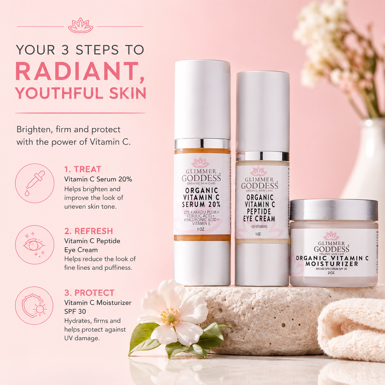 Organic Vitamin C Brighter Skin 3 Step Anti Aging Kit