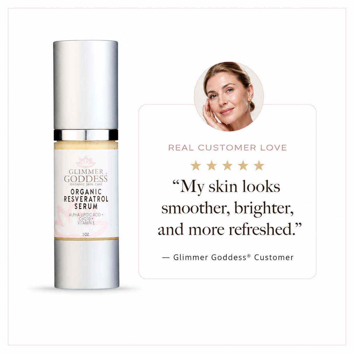 Organic Resveratrol Instant Firming Serum - Visibly Smooths Fine Lines