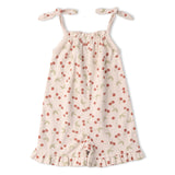 Organic Ruffle Jumpsuit - Cherry