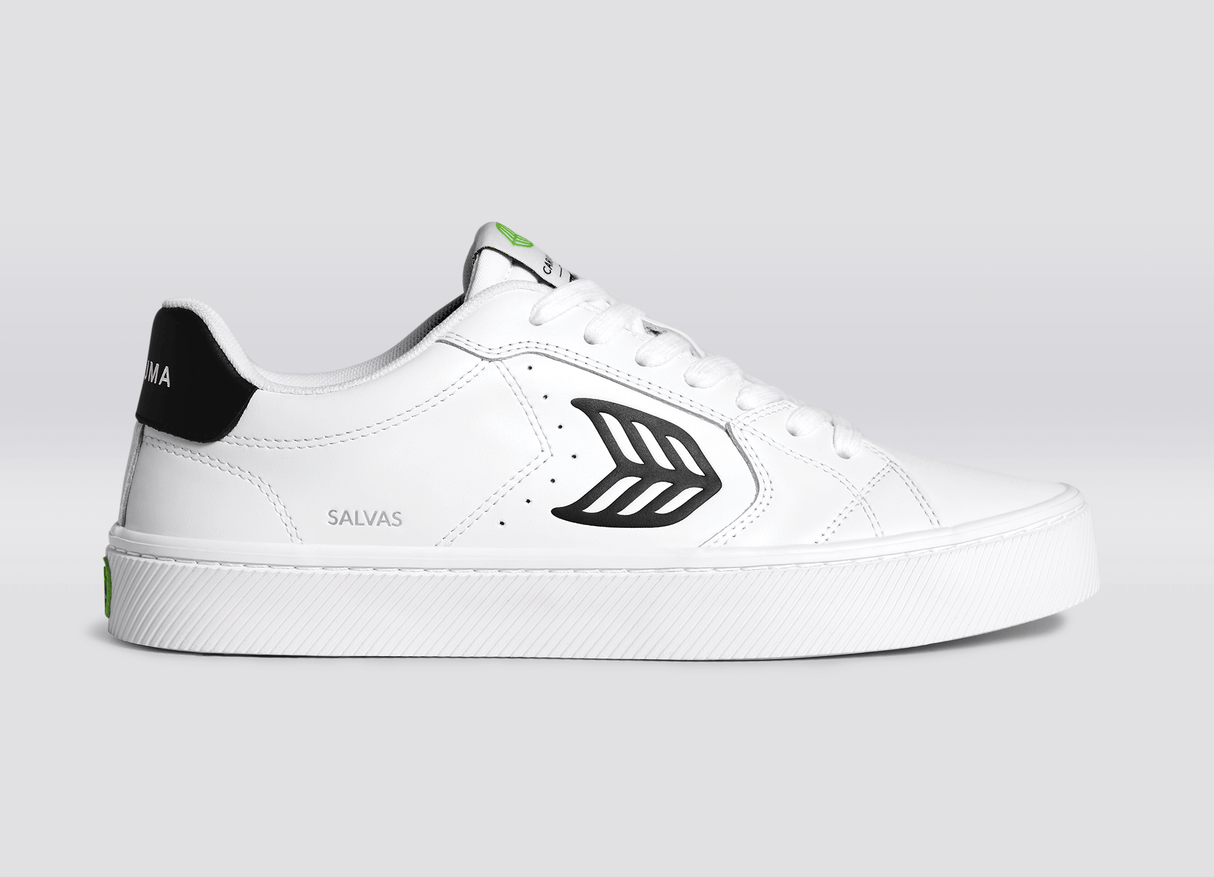 SALVAS Leather White Black Logo