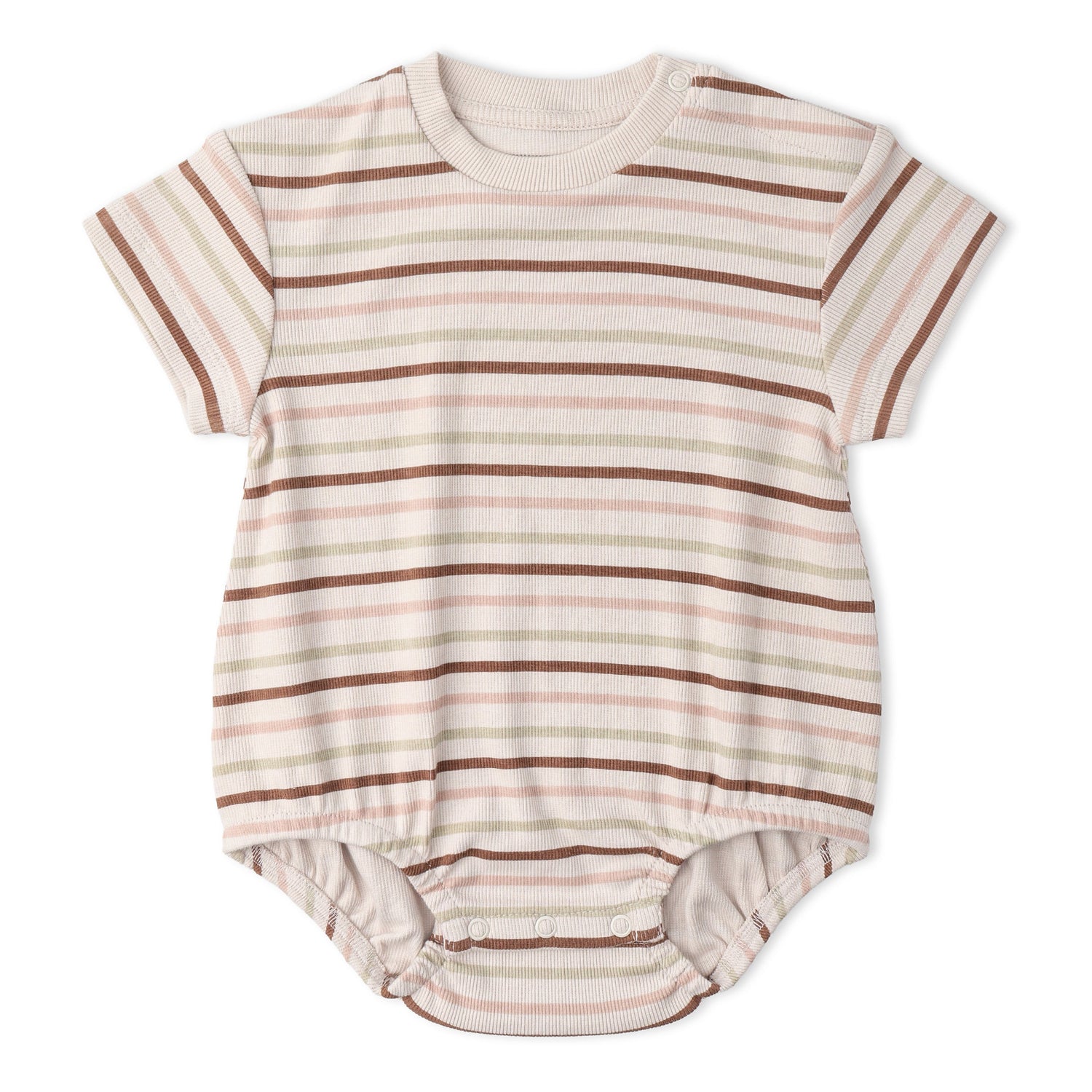 Organic Short Sleeve Bubble Romper - Terra Stripes