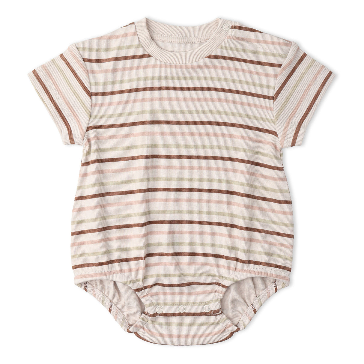 Organic Short Sleeve Bubble Romper - Terra Stripes